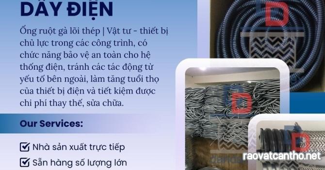 Ống ruột gà lõi thép luồn dây cáp điện, ống luồn dây điện bọc nhựa pvc, ruột gà chống cháy