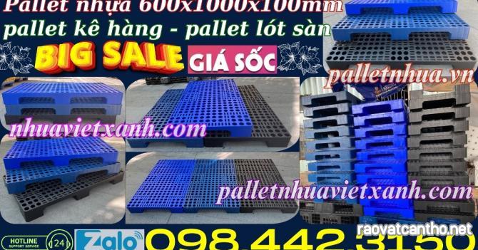 Pallet nhựa 1000x600x100mm - pallet nhựa kê hàng, lót sàn