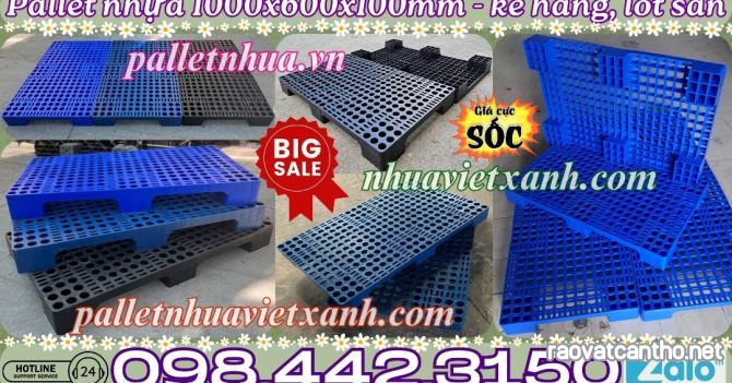 Pallet nhựa 1000x600x100mm - pallet nhựa kê hàng, lót sàn