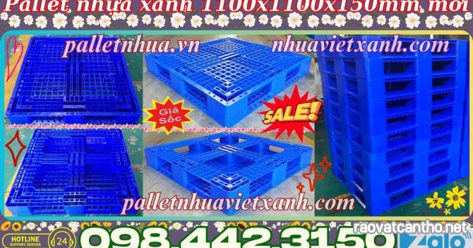 Pallet nhựa 1100x1000x150mm màu xanh dương nhựa nguyên sinh