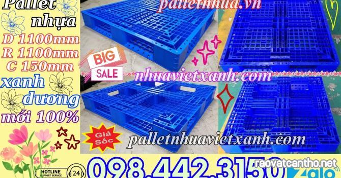 Pallet nhựa 1100x1000x150mm màu xanh dương nhựa nguyên sinh