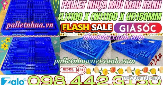 Pallet nhựa 1100x1000x150mm màu xanh dương nhựa nguyên sinh