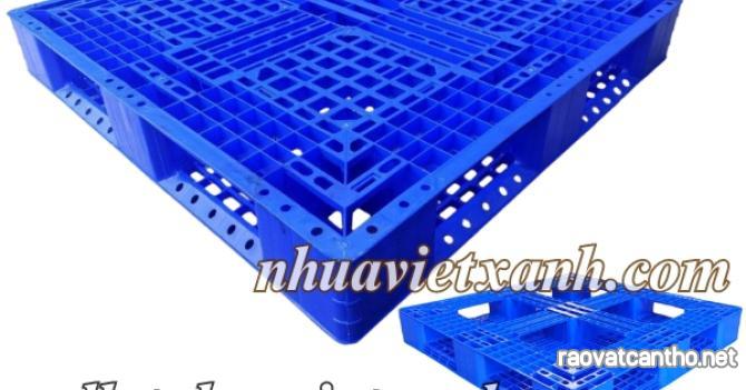 Pallet nhựa 1100x1000x150mm màu xanh dương nhựa nguyên sinh