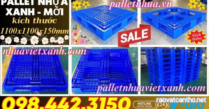 Pallet nhựa 1100x1000x150mm màu xanh dương nhựa nguyên sinh