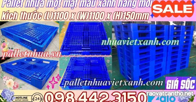 Pallet nhựa 1100x1000x150mm màu xanh dương nhựa nguyên sinh