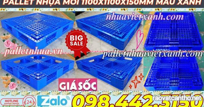 Pallet nhựa 1100x1000x150mm màu xanh dương nhựa nguyên sinh