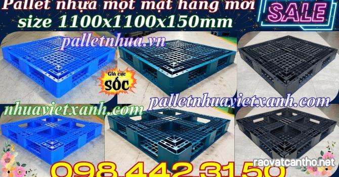 Pallet nhựa 1100x1100x150mm hàng mới màu xanh dương và đen