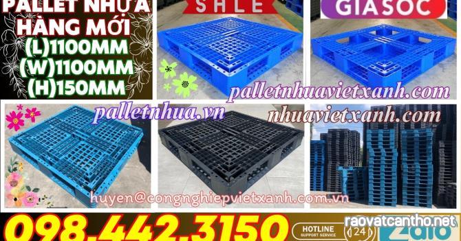 Pallet nhựa 1100x1100x150mm hàng mới màu xanh dương và đen