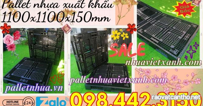 Pallet nhựa 1100x1100x150mm màu đen - hàng mới