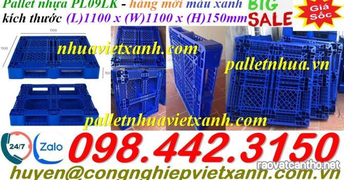 Pallet nhựa 1100x1100x150mm PL09LK màu xanh dương