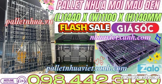 Pallet nhựa 1440x1100x140mm màu đen hàng mới - Pallet nhựa xuất khẩu