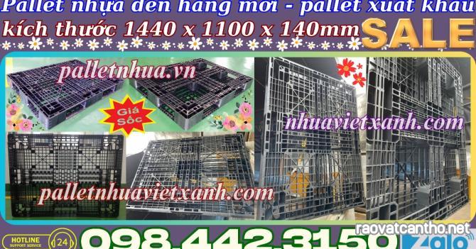 Pallet nhựa 1440x1100x140mm màu đen hàng mới - Pallet nhựa xuất khẩu