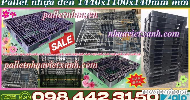 Pallet nhựa 1440x1100x140mm màu đen hàng mới - Pallet nhựa xuất khẩu