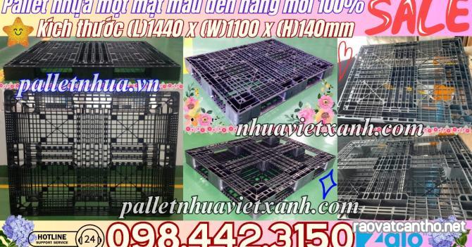 Pallet nhựa 1440x1100x140mm màu đen hàng mới - Pallet nhựa xuất khẩu