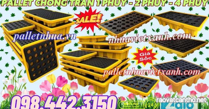 Pallet nhựa chống tràn dầu - hóa chất 1 phuy - 2 phuy - 4 phuy