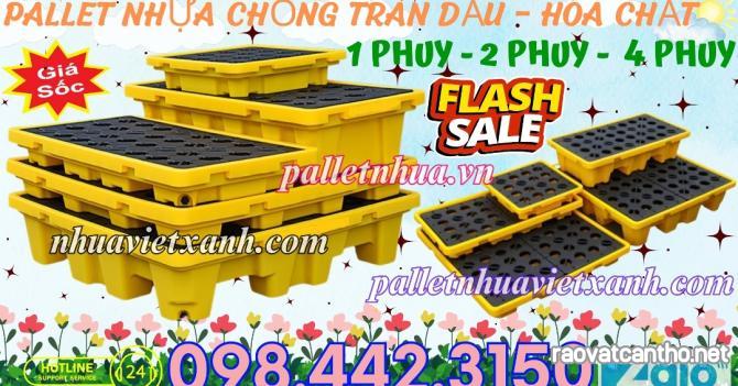 Pallet nhựa chống tràn dầu - hóa chất 1 phuy - 2 phuy - 4 phuy