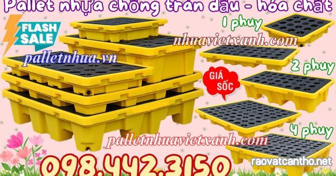 Pallet nhựa chống tràn dầu - hóa chất dùng đặt 1 phuy - 2 phuy - 4 phuy