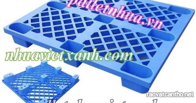 Pallet nhựa cốc 9 chân 1200x1000x140mm màu xanh dương