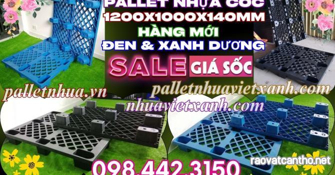 Pallet nhựa cốc 9 chân mặt lưới 1200x1000x140mm