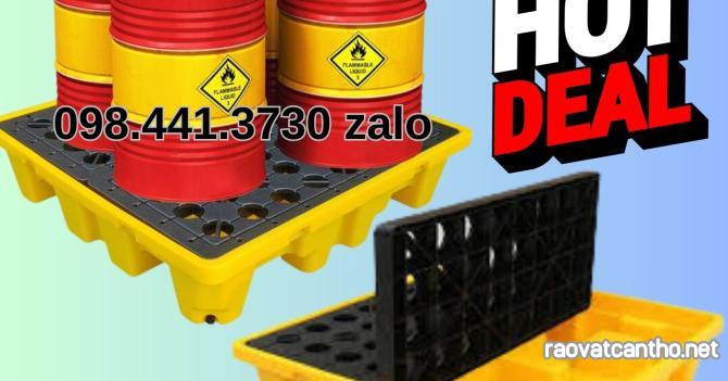 Pallet nhựa kê phuy dầu hóa chất 2 phuy cao 150mm