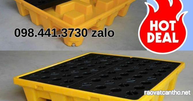 Pallet nhựa kê phuy dầu hóa chất 2 phuy cao 150mm