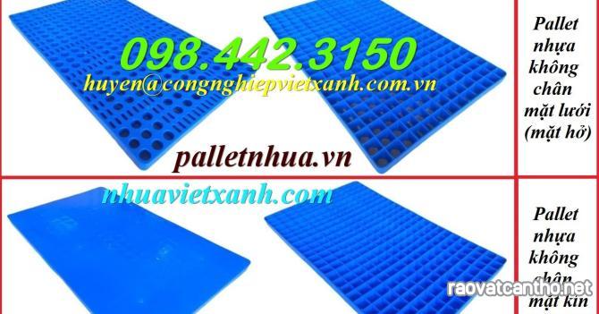 Pallet nhựa không chân 1000x600x35mm - mặt lưới và mặt kín