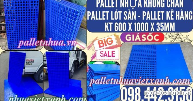 Pallet nhựa không chân 1000x600x35mm - nhựa nguyên sinh - xanh dương