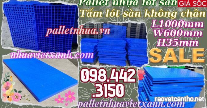 Pallet nhựa không chân 1000x600x35mm - nhựa nguyên sinh - xanh dương