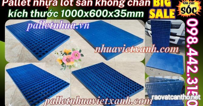 Pallet nhựa không chân 1000x600x35mm - nhựa tái sinh - xanh dương