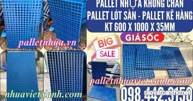 Pallet nhựa không chân 1000x600x35mm - nhựa tái sinh - xanh dương