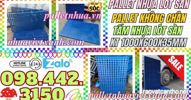 Pallet nhựa không chân 1000x600x35mm - nhựa tái sinh - xanh dương