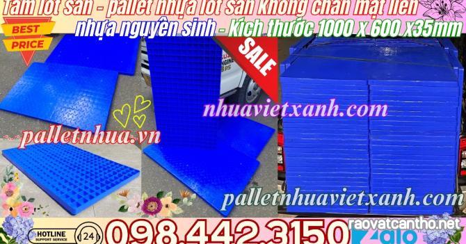 Pallet nhựa không chân 1000x600x35mm mặt liền nhựa nguyên sinh màu xanh dương