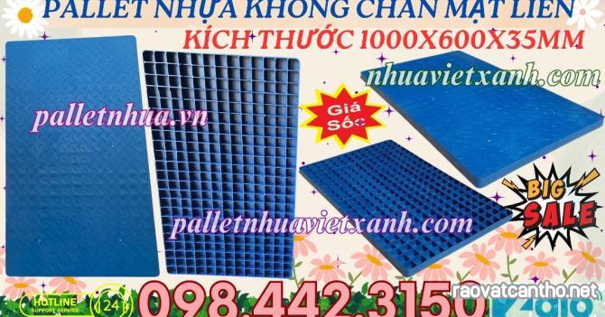 Pallet nhựa không chân 1000x600x35mm mặt liền nhựa tái sinh màu xanh dương đậm