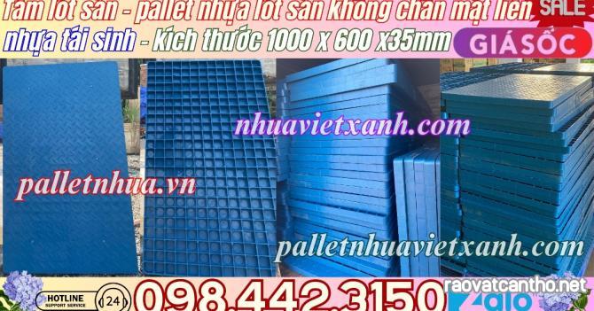 Pallet nhựa không chân 1000x600x35mm mặt liền nhựa tái sinh màu xanh dương đậm