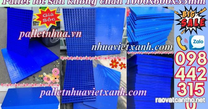 Pallet nhựa lót sàn không chân 1000x600x35mm - mặt kín - nhựa nguyên sinh