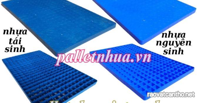 Pallet nhựa lót sàn không chân 1000x600x35mm - mặt liền - xanh dương