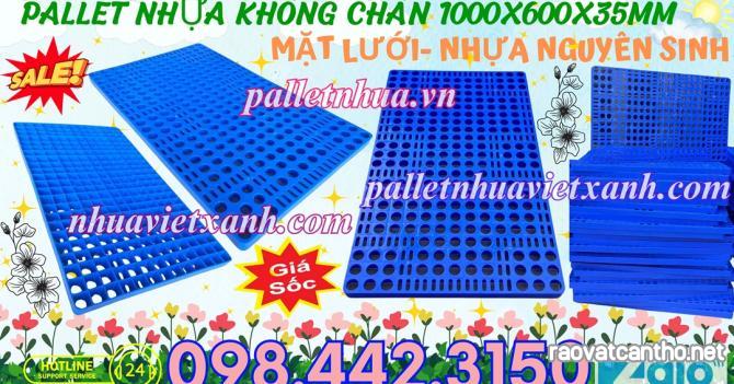 Pallet nhựa lót sàn không chân 1000x600x35mm - mặt lưới - nhựa nguyên sinh