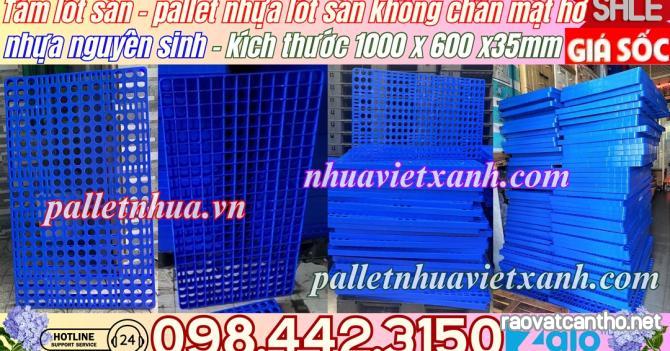 Pallet nhựa lót sàn không chân 1000x600x35mm - mặt lưới - nhựa nguyên sinh