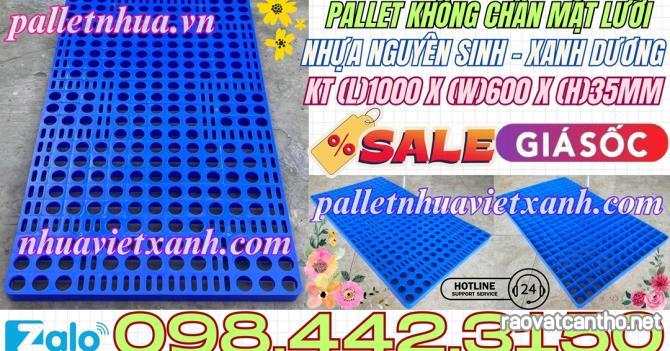 Pallet nhựa lót sàn không chân 1000x600x35mm - mặt lưới - nhựa nguyên sinh