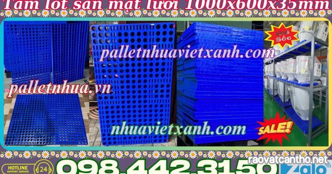 Pallet nhựa lót sàn không chân 1000x600x35mm - mặt lưới - nhựa nguyên sinh