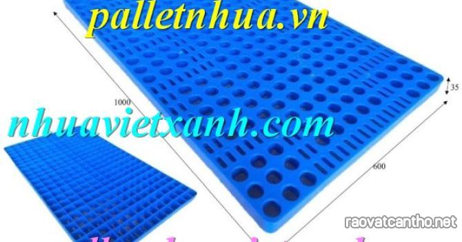 Pallet nhựa lót sàn không chân 1000x600x35mm - mặt lưới - nhựa nguyên sinh