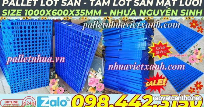 Pallet nhựa lót sàn không chân 1000x600x35mm - mặt lưới - nhựa nguyên sinh