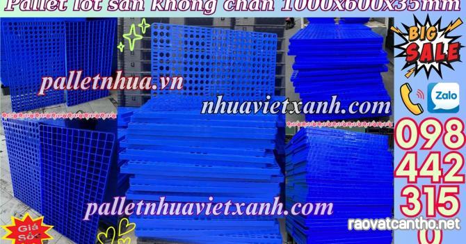 Pallet nhựa lót sàn không chân 1000x600x35mm - mặt lưới - nhựa nguyên sinh