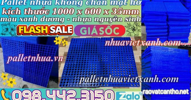 Pallet nhựa lót sàn không chân 1000x600x35mm - mặt lưới - nhựa nguyên sinh