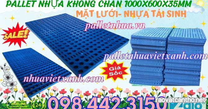 Pallet nhựa lót sàn không chân 1000x600x35mm - mặt lưới - nhựa tái sinh