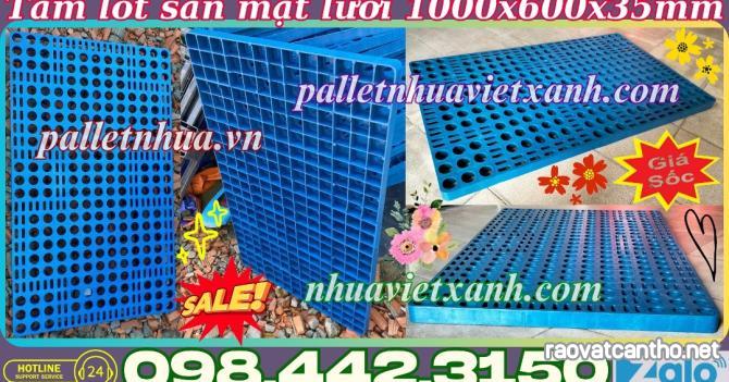 Pallet nhựa lót sàn không chân 1000x600x35mm - mặt lưới - nhựa tái sinh