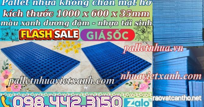 Pallet nhựa lót sàn không chân 1000x600x35mm - mặt lưới - nhựa tái sinh