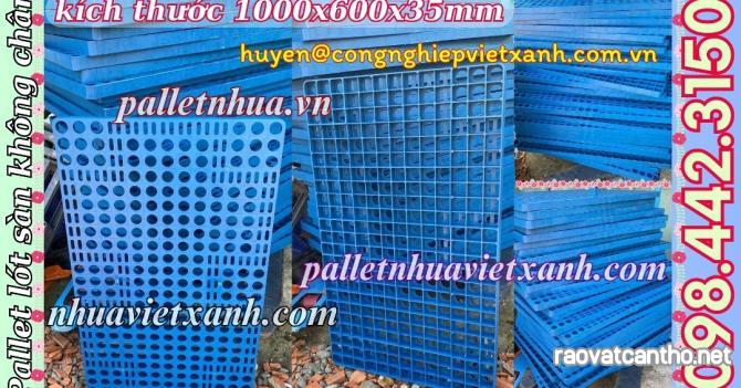 Pallet nhựa lót sàn không chân 1000x600x35mm - mặt lưới - nhựa tái sinh