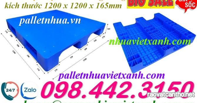 Pallet nhựa mặt liền 1200x1200x165mm 3 đường thẳng - tải trọng cao - giá cạnh tranh