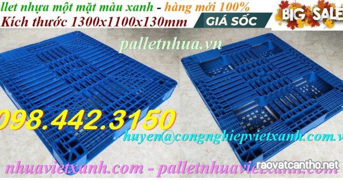 Pallet nhựa mới 1300x1100x130mm xanh dương - đen giá rẻ call/zalo 0984423150 Huyền